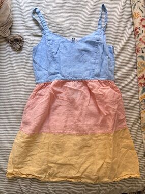 Cynthia Rowley Blue Pink Yellow Colorblock Midi Dress
